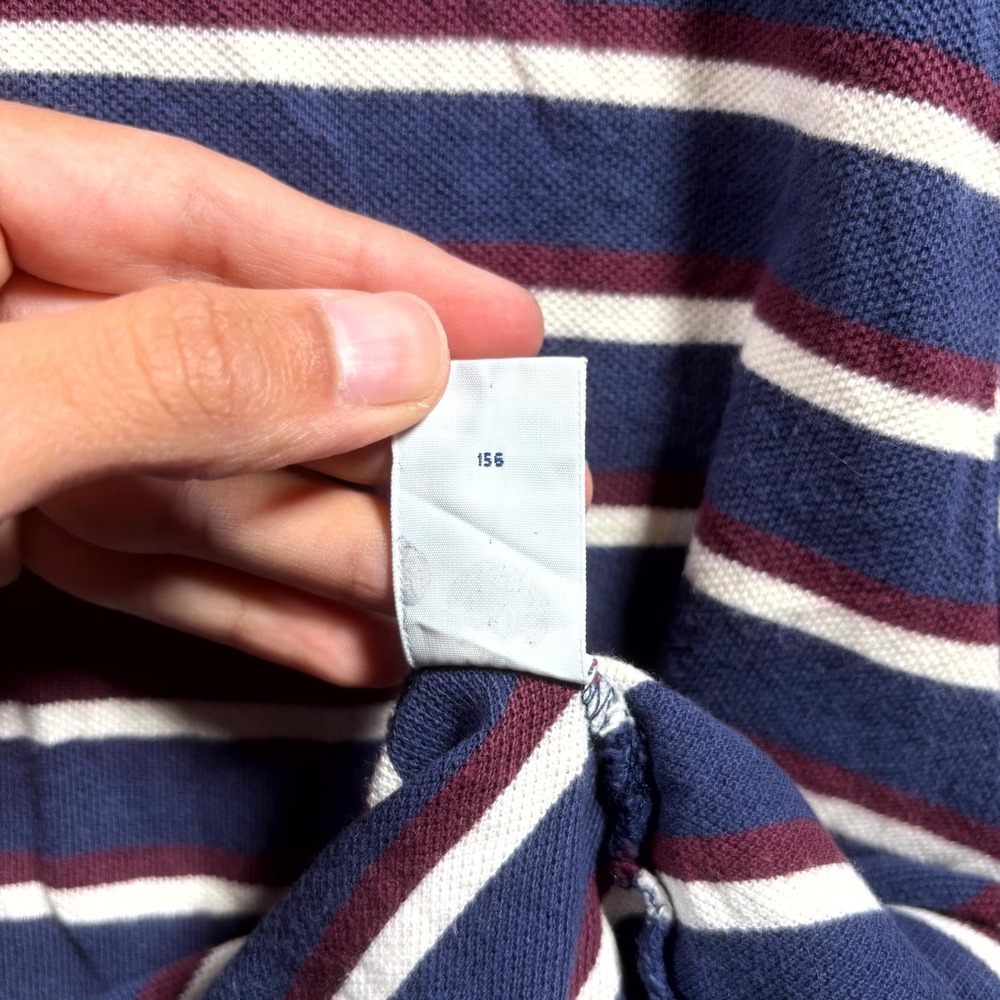 Vintage Polo Ralph Lauren Shirt Men's Large Blue Striped Knit Cotton Pony Logo - Picture 11 of 13